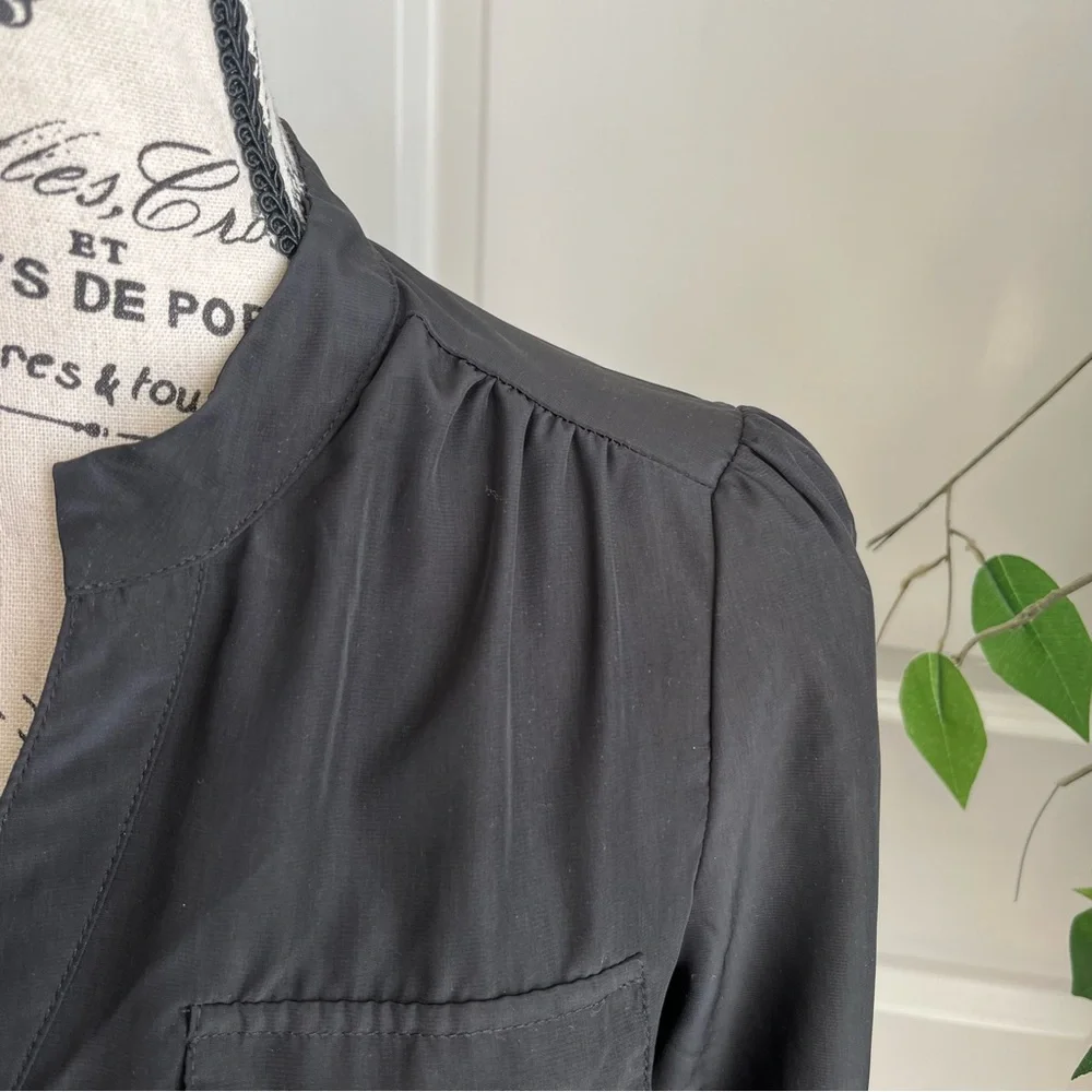 Charlotte Russe Button-Front Shirt Mini Dress Black Sz S